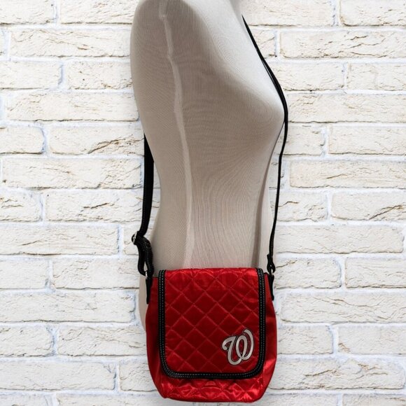 Profanity Washington Nationals MLB Baseball Quilted Red Crossbody Bag Purse - Picture 2 of 4